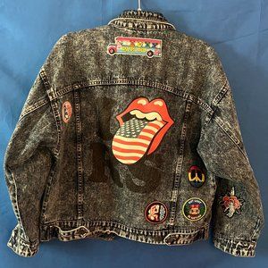 UPCYCLED HANDMADE BY ME ROLLING STONES JEAN JACKET PATCHES GRATEFUL DEAD DENIM
